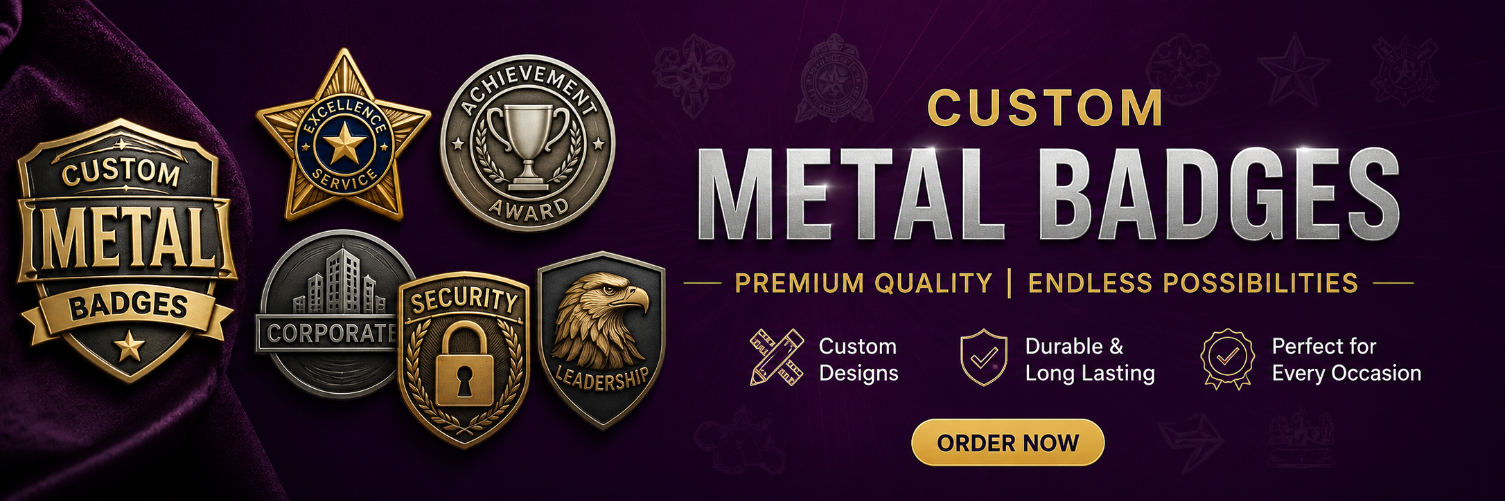 metal badges, bronze,
